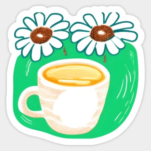 Tea Cup & Daisy Sticker